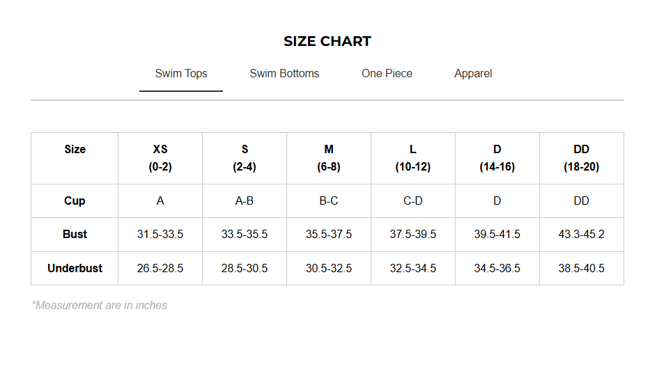 Product size guide