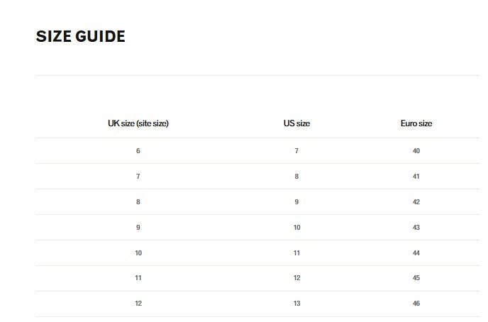 Product size guide