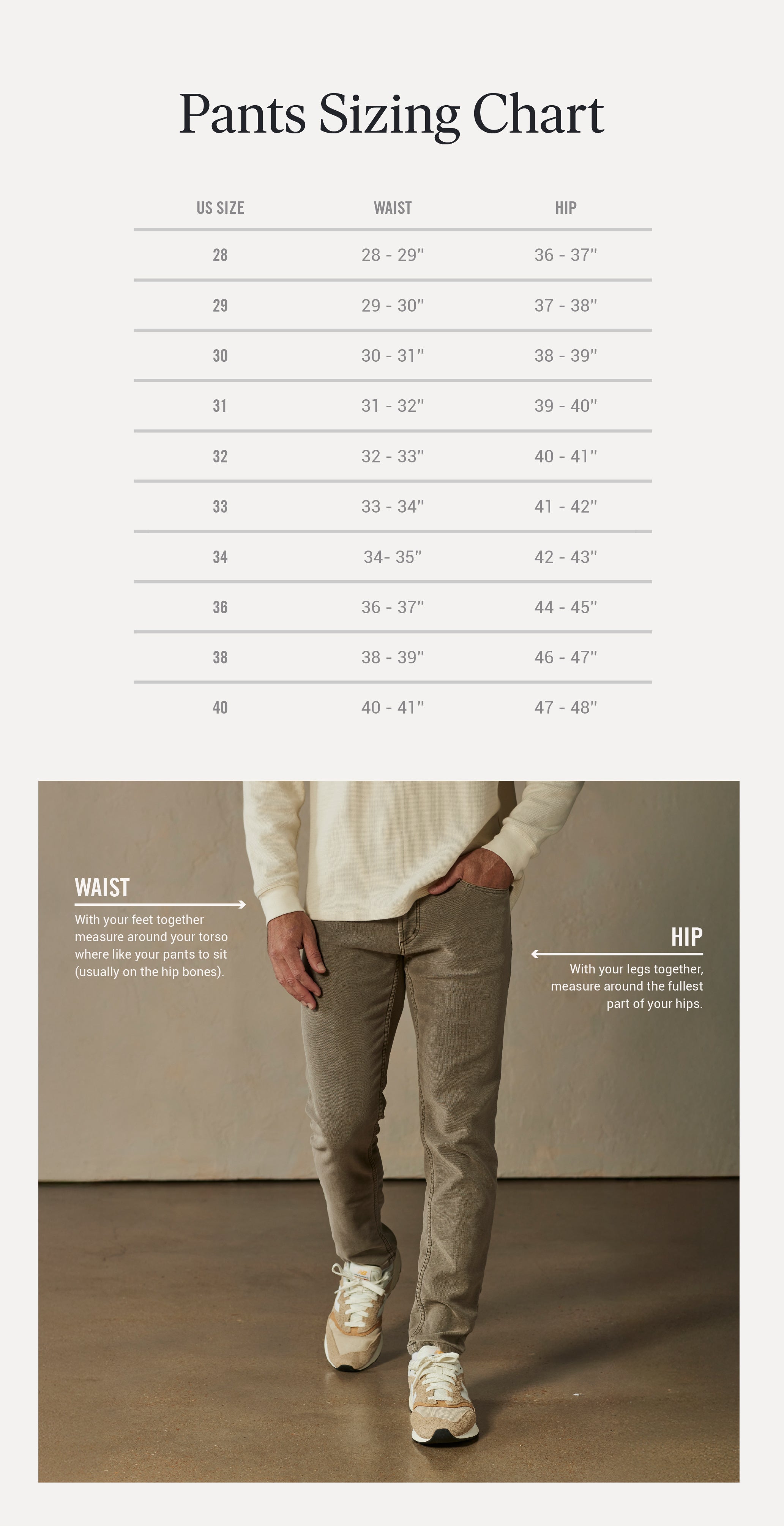 Product size guide