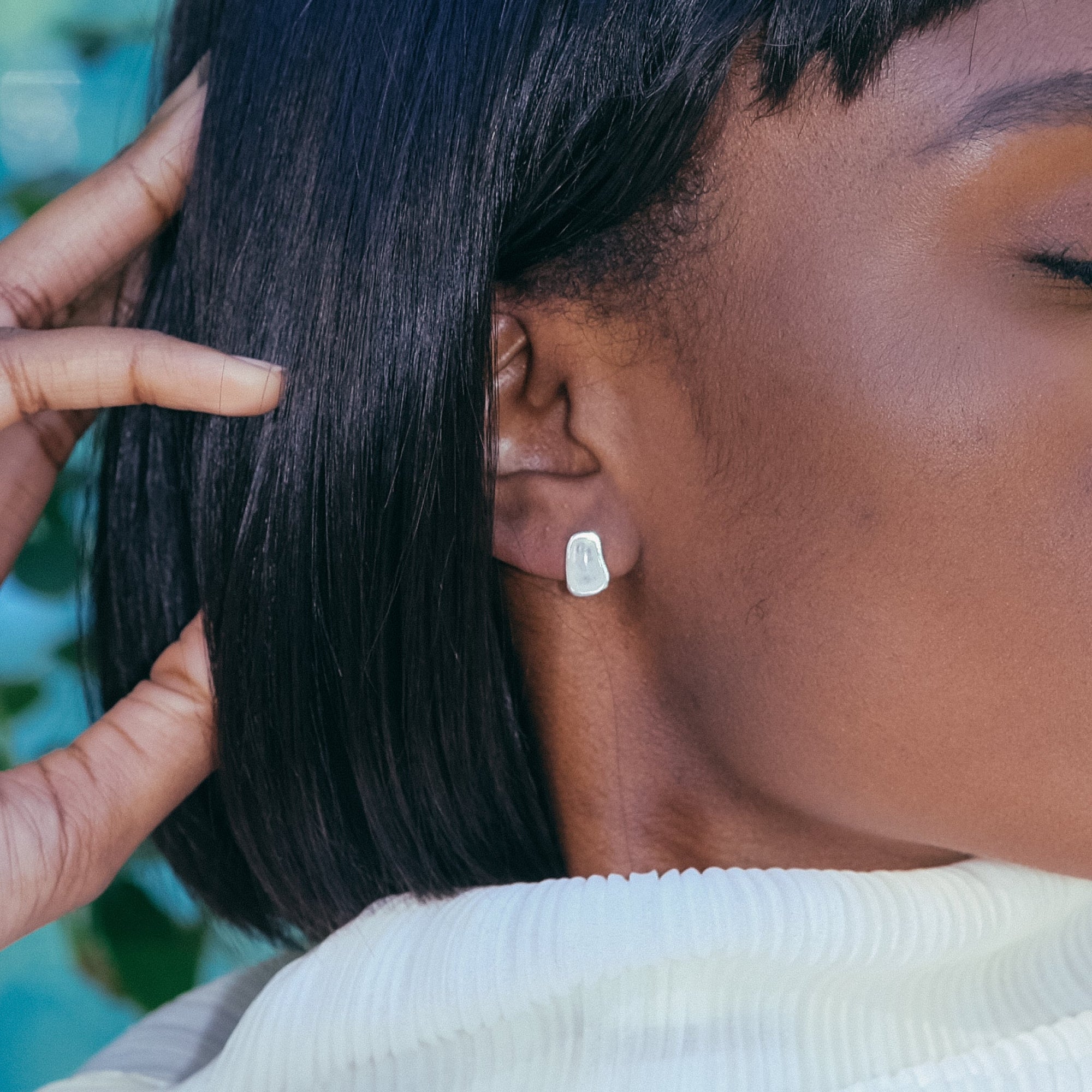 Nugget Earrings | Silver | Moonstone