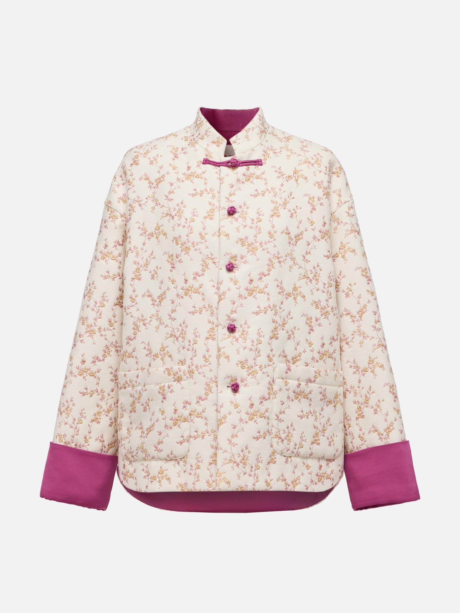Floral-Print Quilted Jacket | Beige