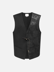 Silk and Wool Jacquard Vest | Black