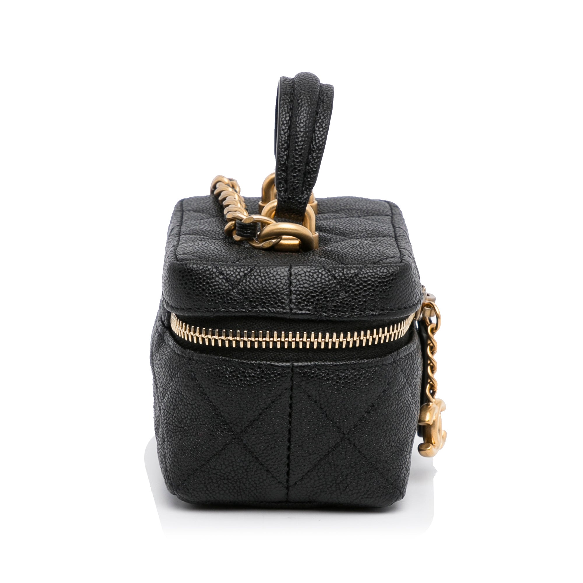 Chanel | Pre-Owned Micro Caviar Vanity Case with Chain | Black