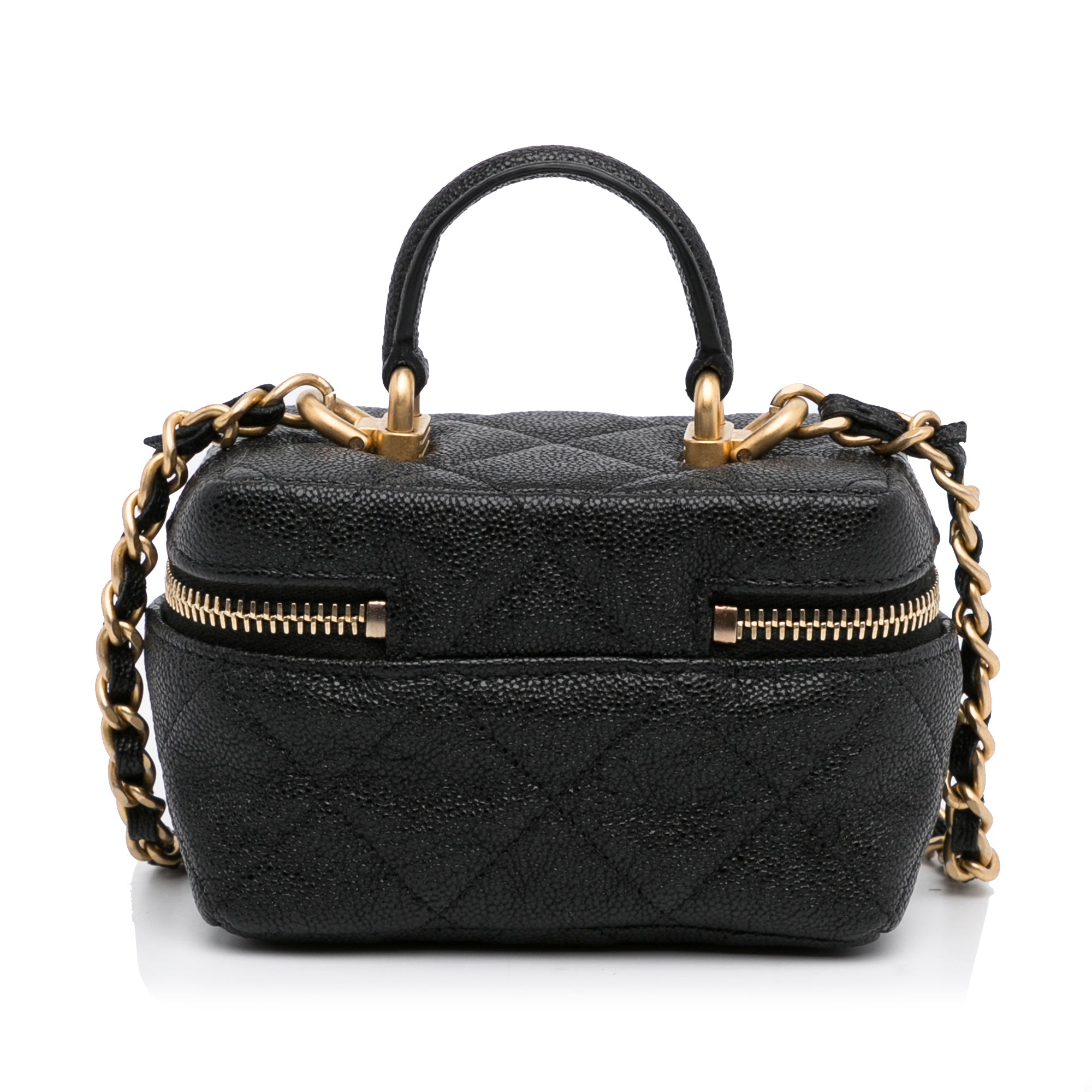 Chanel | Pre-Owned Micro Caviar Vanity Case with Chain | Black