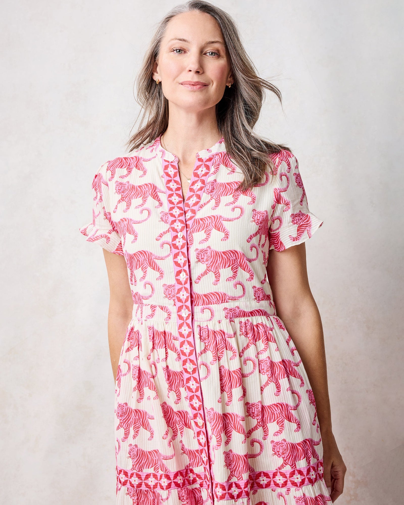 Cat Walk - Cornelia Dress - Coconut Cream - Printfresh
