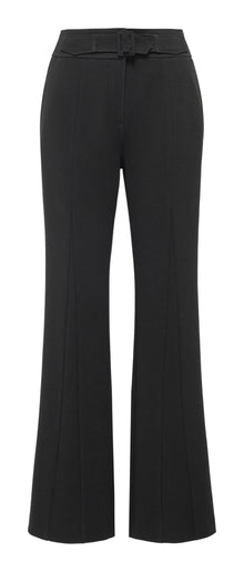 Straight Leg Slightly Flared Acetate Knit Long Pants | Black