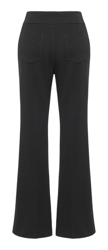 Straight Leg Slightly Flared Acetate Knit Long Pants | Black