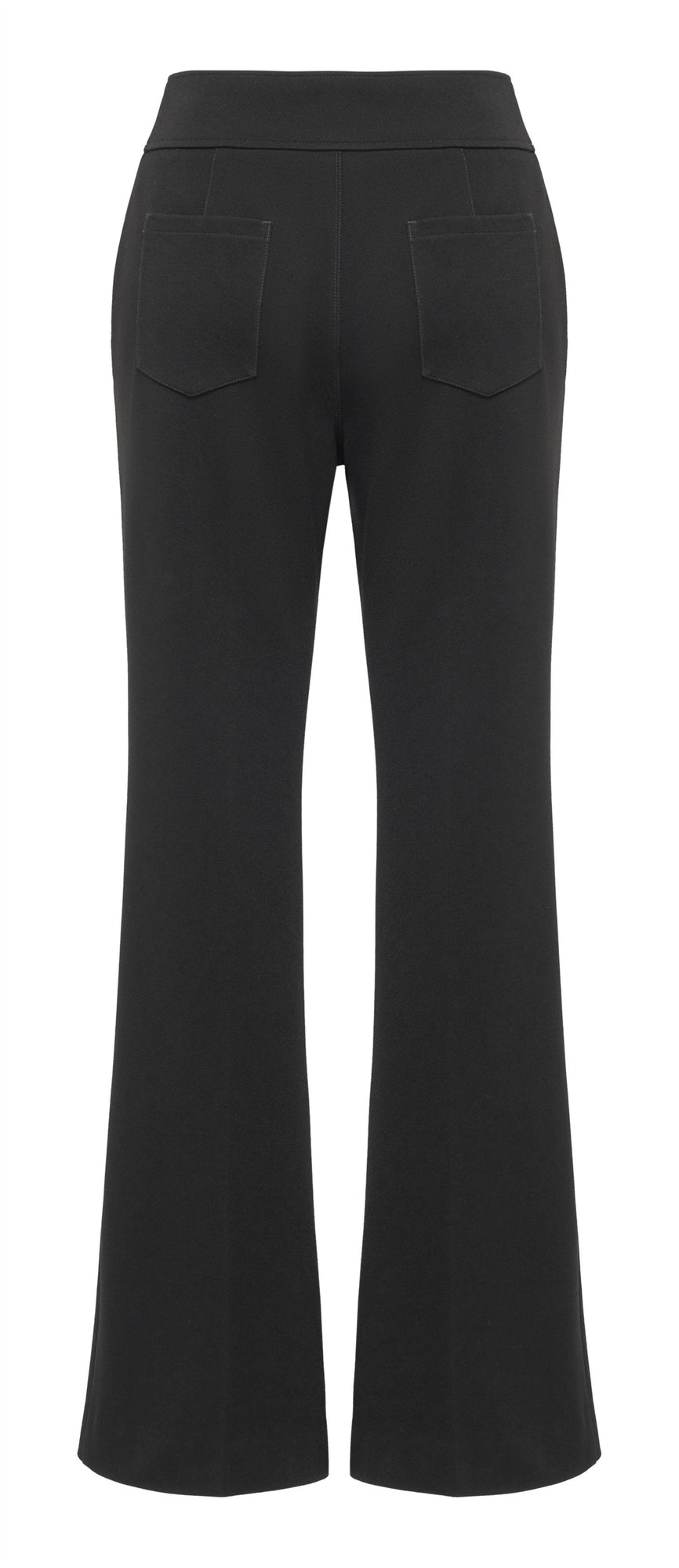 Straight Leg Slightly Flared Acetate Knit Long Pants | Black