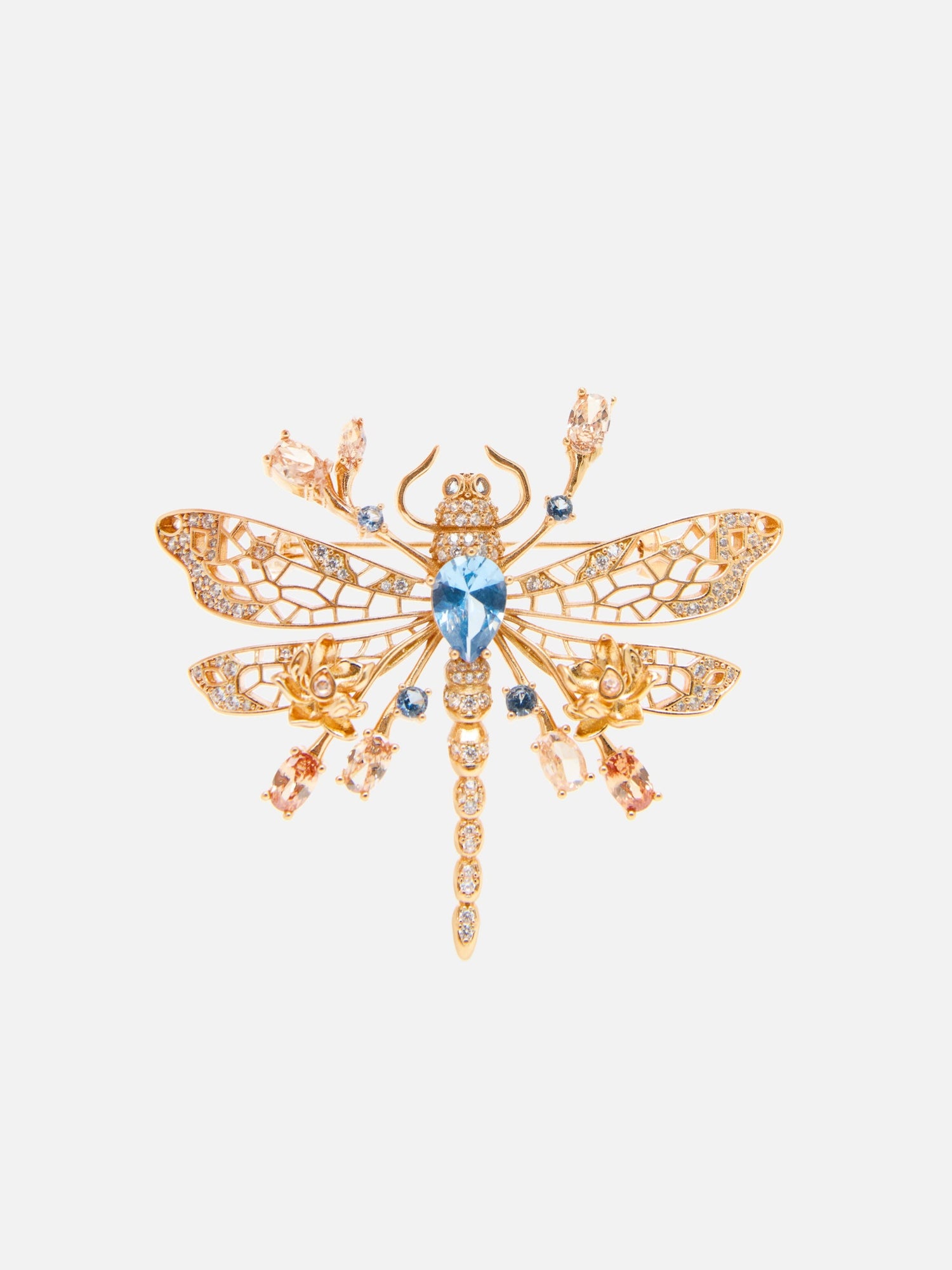Dragonfly Brooch | Copper/Bluezircon/White Zircon