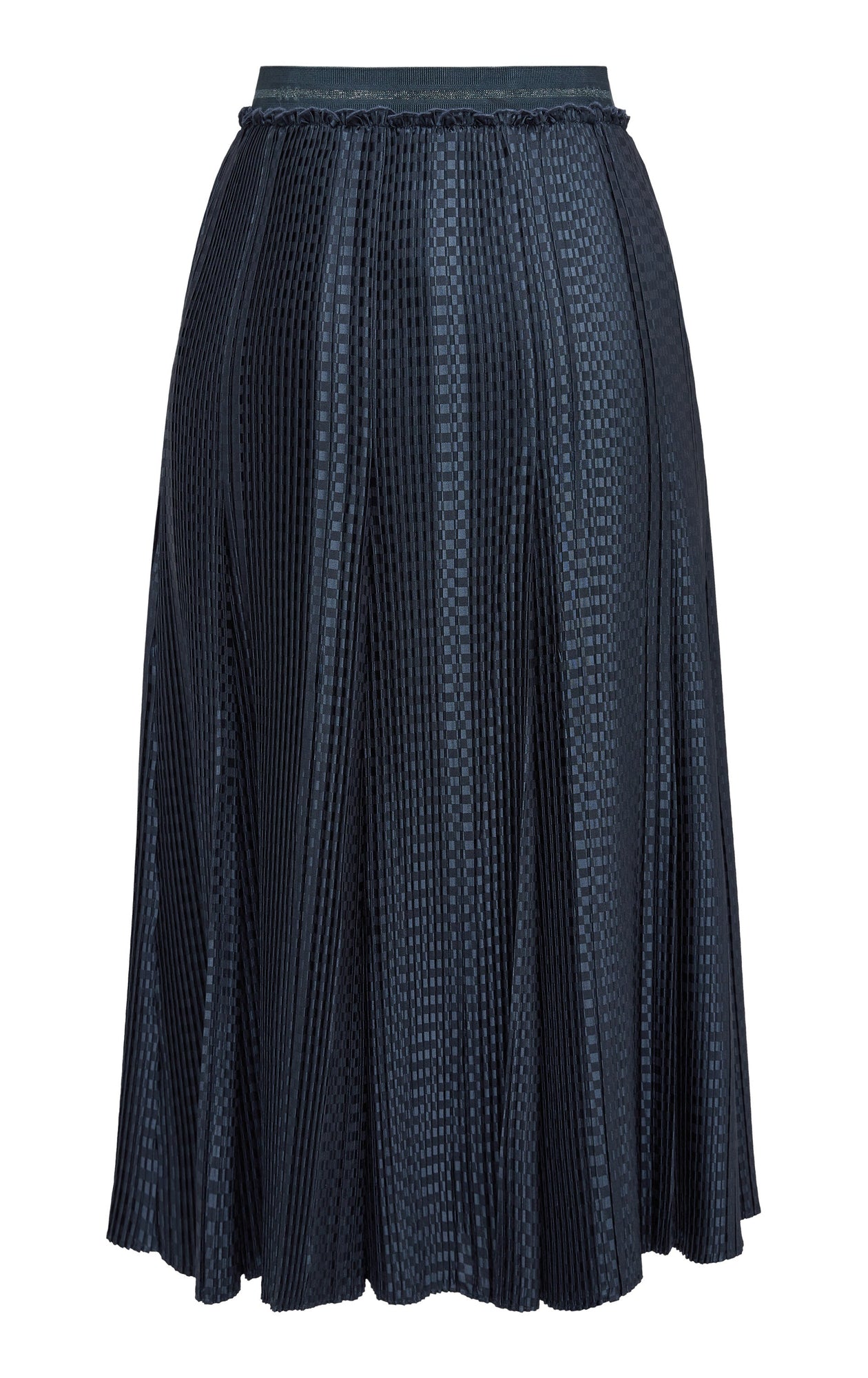 Textured Pleated Midi Skirt | Navy