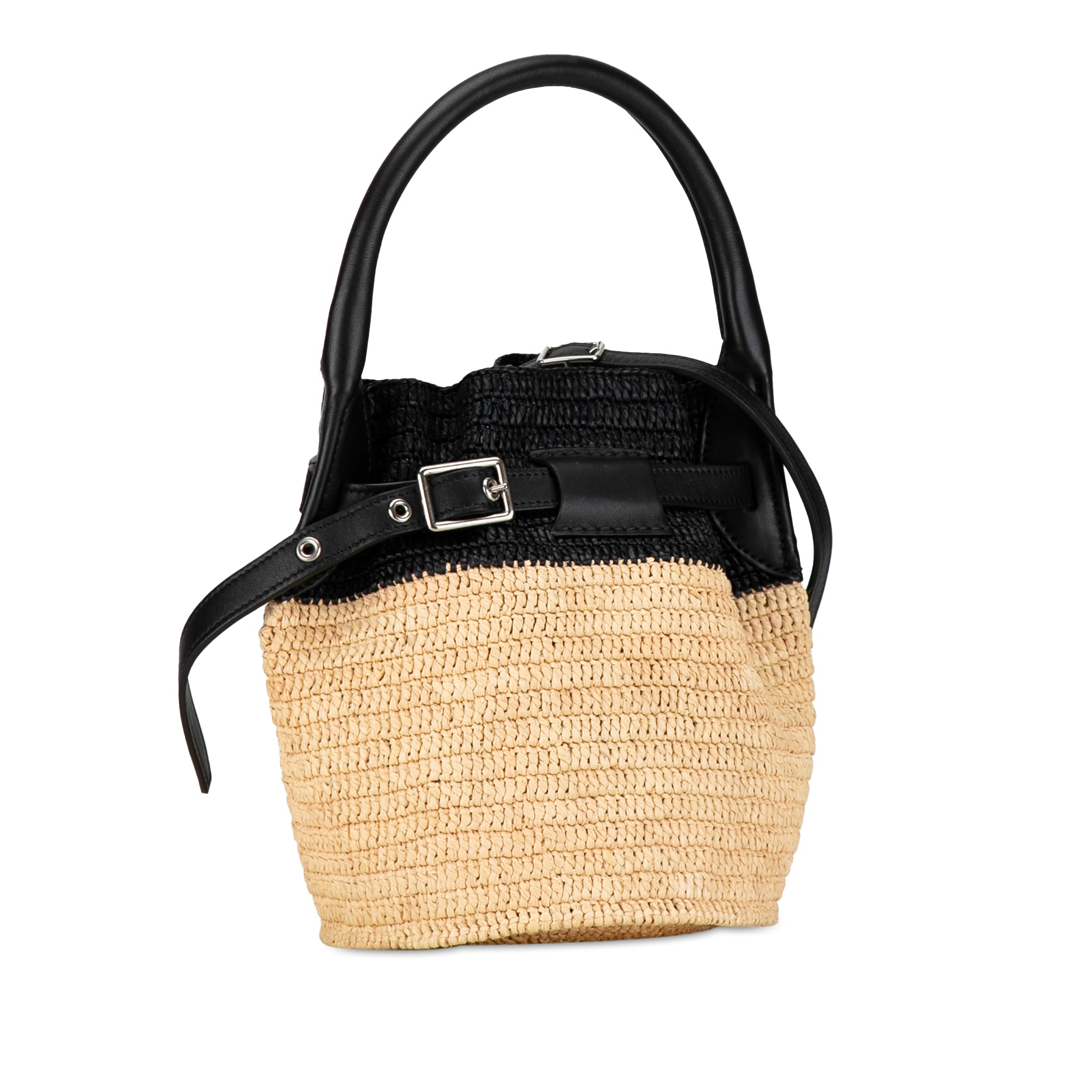 Celine | Pre-Owned Woven Raffia Nano Bucket Bag | Brown