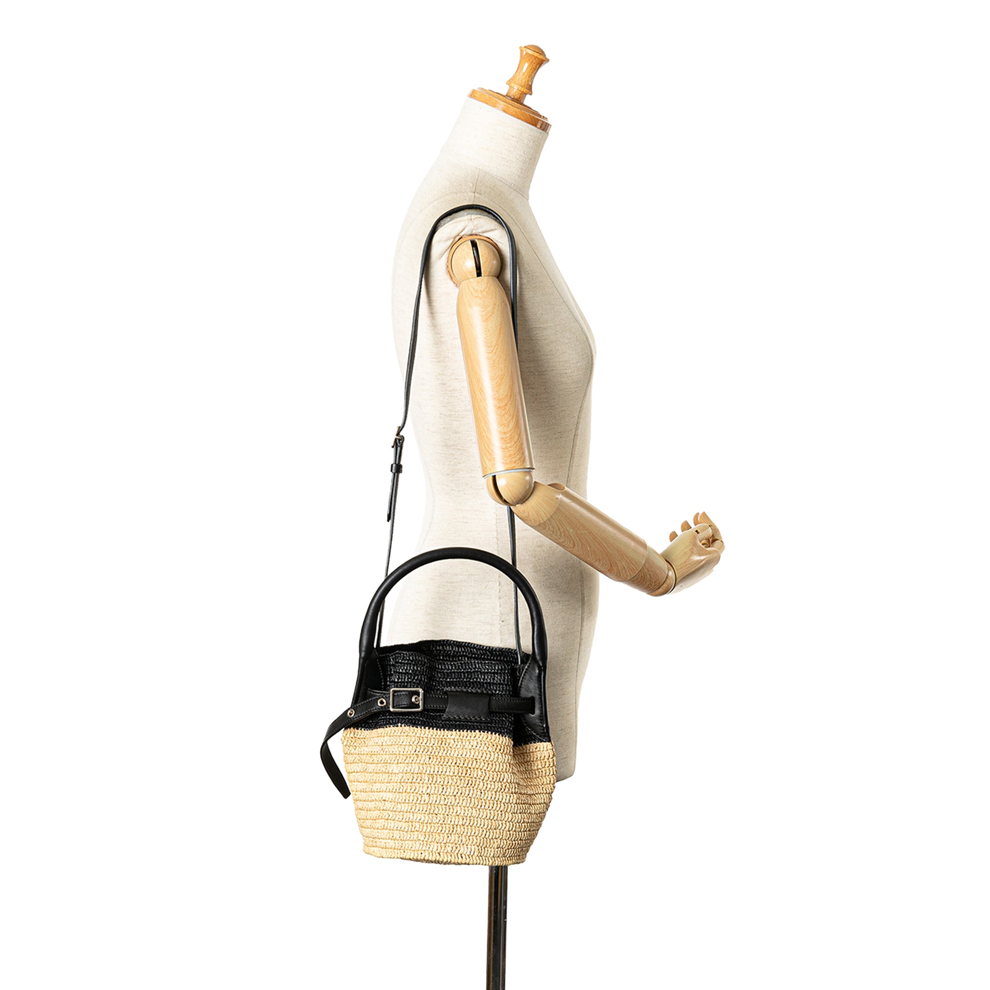 Celine | Pre-Owned Woven Raffia Nano Bucket Bag | Brown