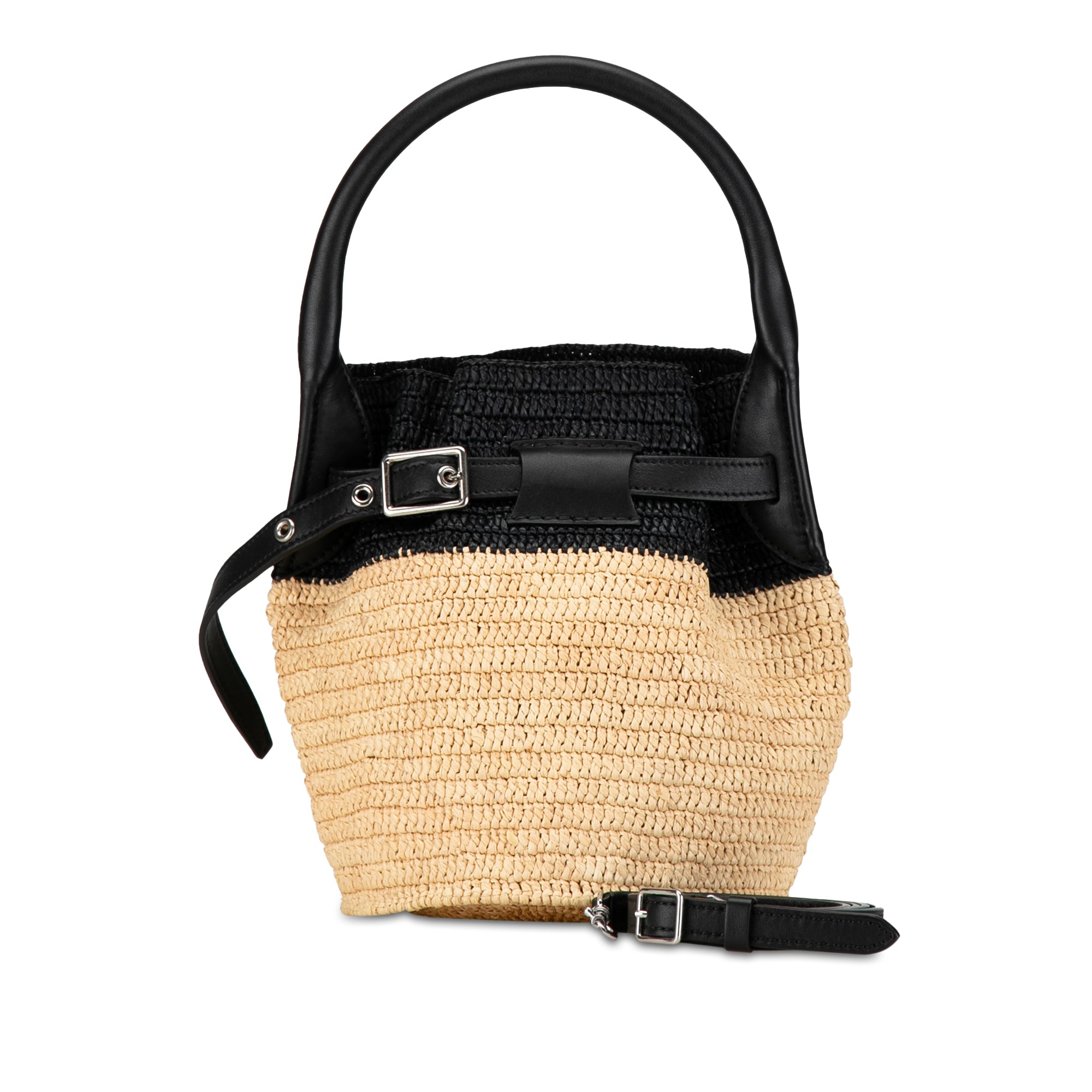 Celine | Pre-Owned Woven Raffia Nano Bucket Bag | Brown
