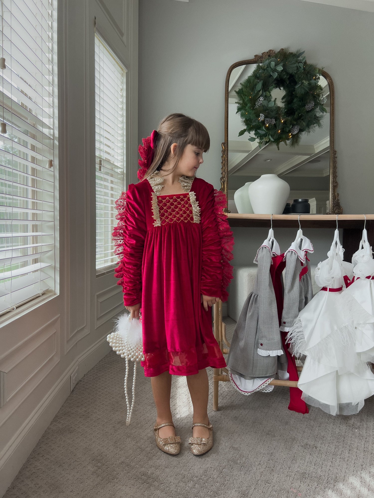 Victoria Red Velvet Dress | Red