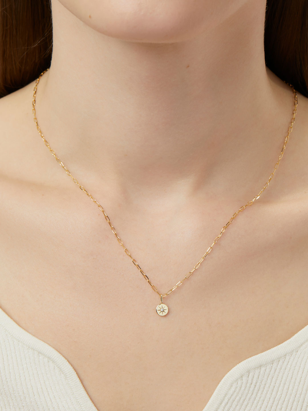Star Charm Pendant | 10K Solid Gold | 0.05 CTW White Sapphire