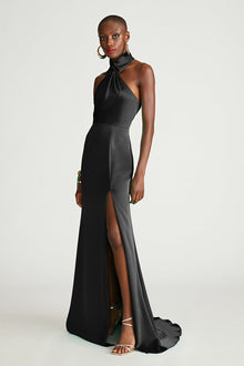 Halston | Gemi Gown In Satin | Black