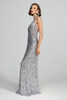 Halston | Ena Gown In Sequin | Silver