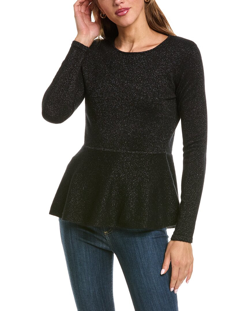 The Cashmere Project | Womens | Peplum Lurex Cashmere-Blend Top | Black