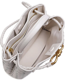 Tiffany & Fred Paris | Womens | Woven Leather Top Handle Messenger Bag | White
