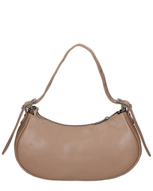 Chiara Ferretti | Womens | Leather Shoulder Bag w/ Gunmetal Tone Hardware | Rich Taupe