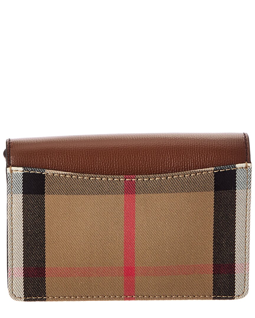 Burberry | Womens | Check Canvas & Leather Crossbody | Brown