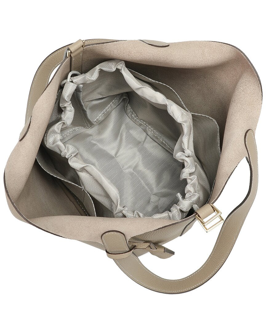 Tiffany & Fred Paris | Womens | Pebbled Leather Bucket Tote | Grey