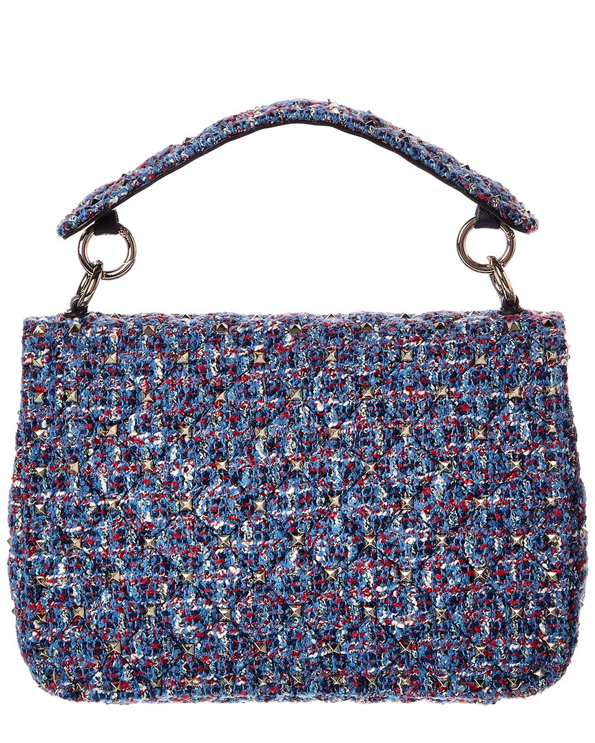 Valentino | Womens | Rockstud Spike Medium Tweed Shoulder Bag | Blue