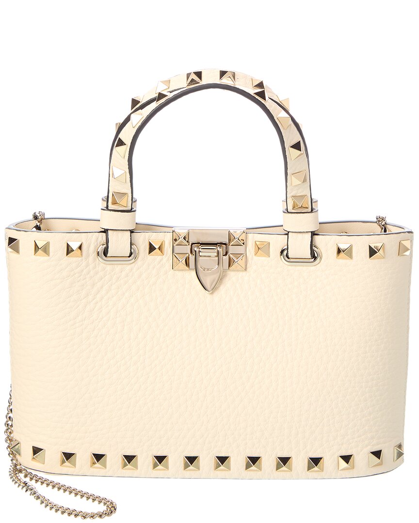 Valentino | Womens | Rockstud Mini Leather Tote | White