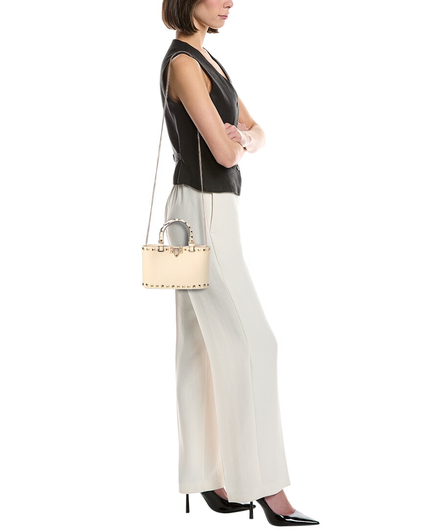 Valentino | Womens | Rockstud Mini Leather Tote | White