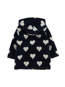 Girls | Hearts Woollen Jacket | Blue/Cream