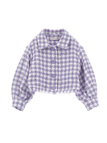 Girls | Houndstooth Spencer Jacket | White/Wisteria
