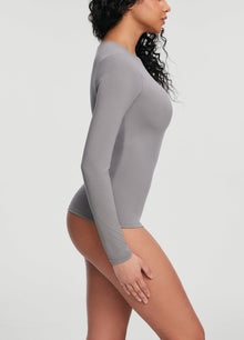 Crew Neck Long Sleeve Top | Cool Gray