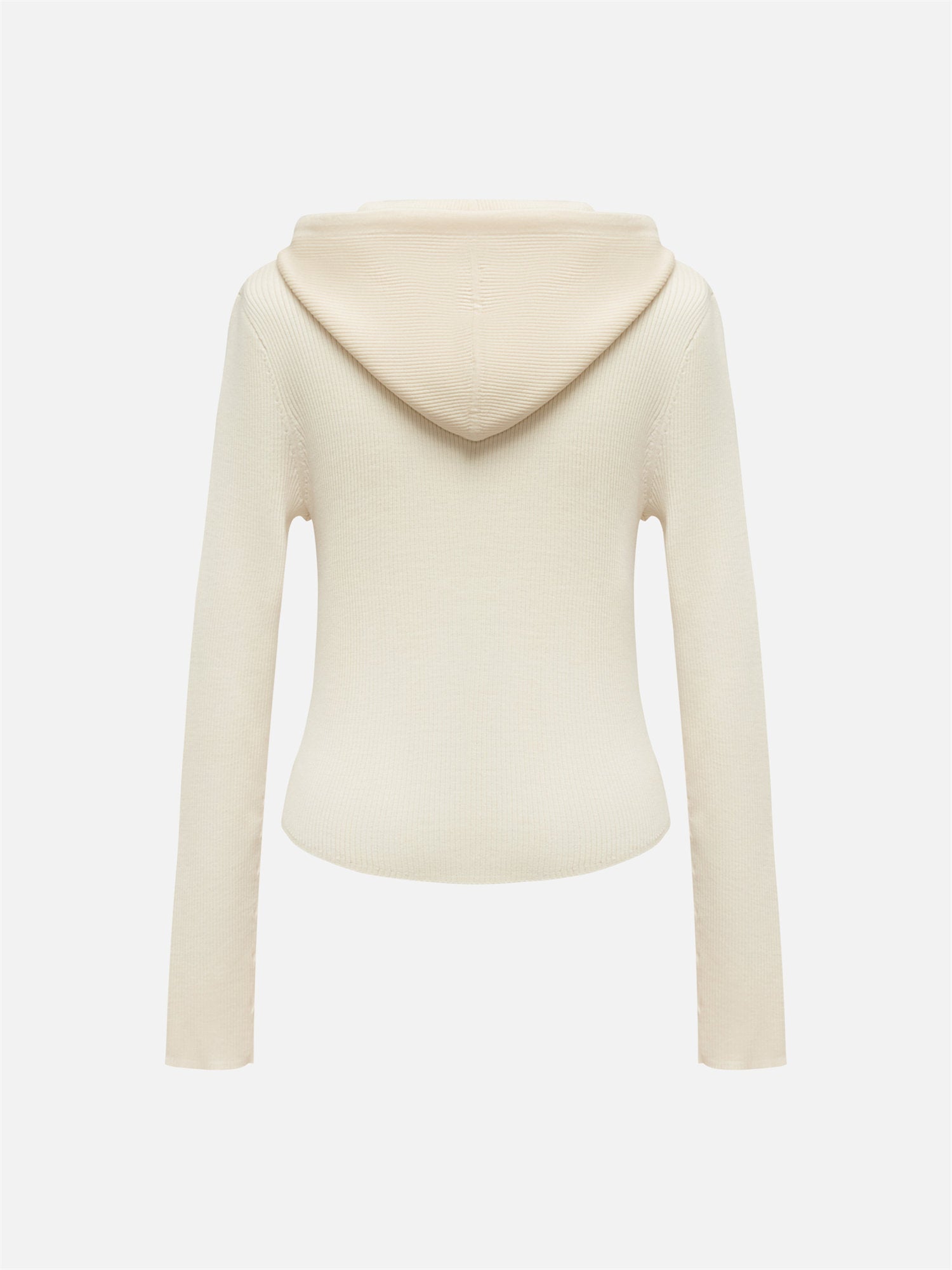 Simple Slim Fit Zippered Knit Hoodie | White