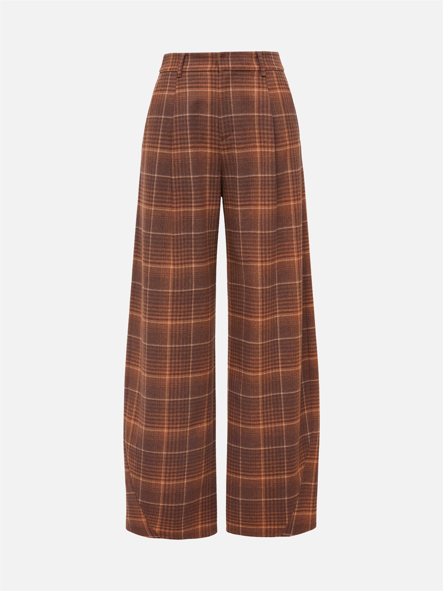 Fine Yak Cashmere Wool Blend Plaid Pants | Brown