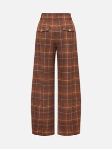 Fine Yak Cashmere Wool Blend Plaid Pants | Brown