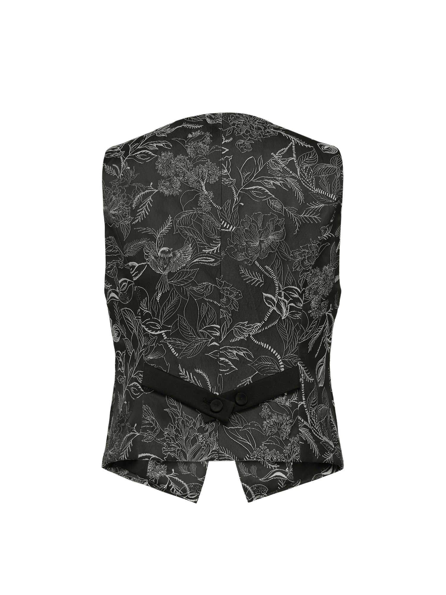 Chinese-Style Embroidered Short Vest | Black