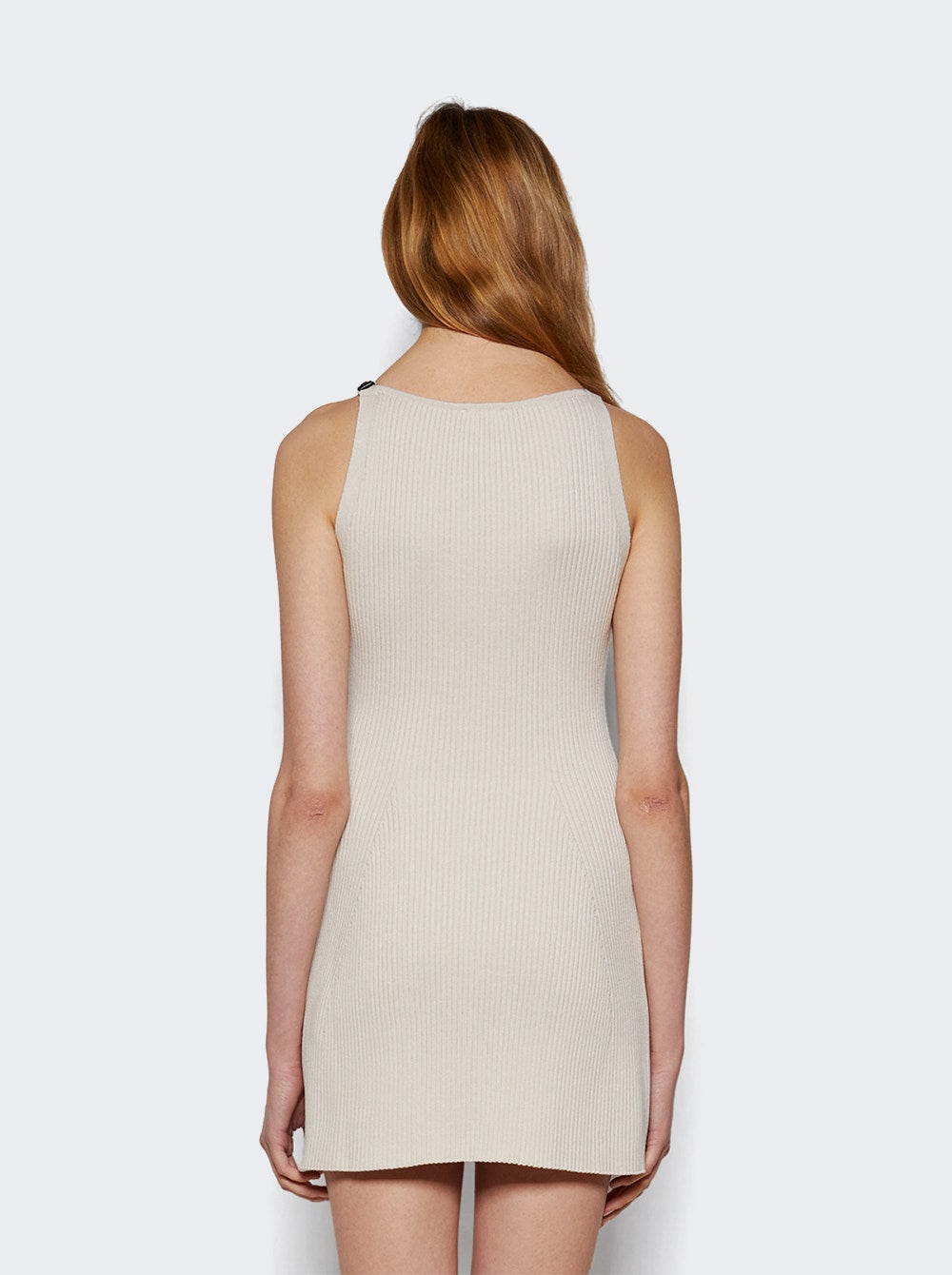 Women | Courrèges | Neckline Rib Knit Dress | Lime Stone