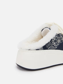 Platform Furry Slide | Navy