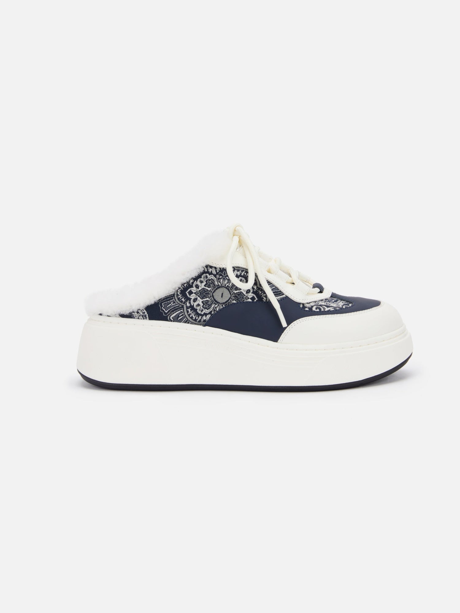 Platform Furry Slide | Navy