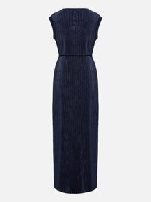 Pleated Slimming Dress | Navy