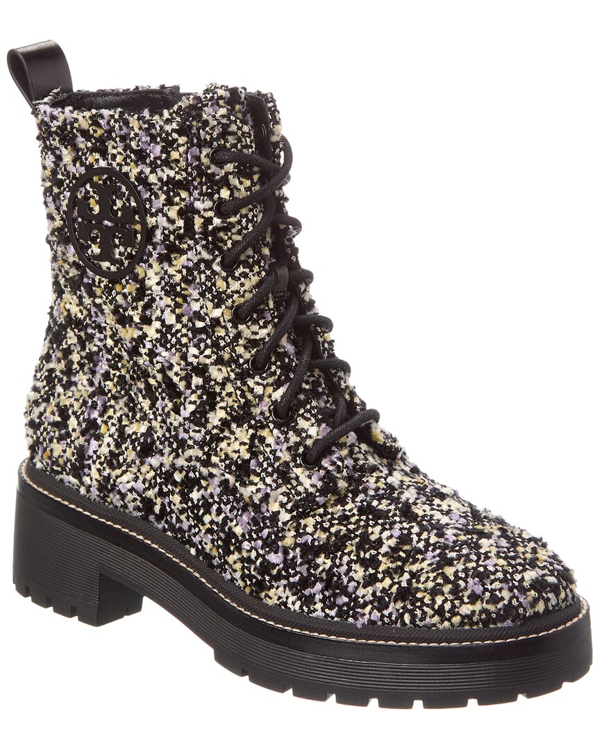 Tory Burch | Womens | Miller Lug Sole Tweed & Leather Bootie | Black