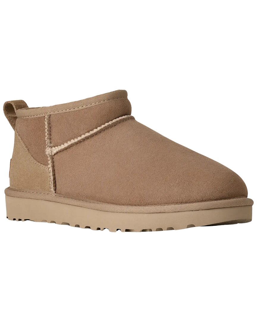 UGG | Womens | Classic Ultra Mini Suede & Shearling Boot | Brown