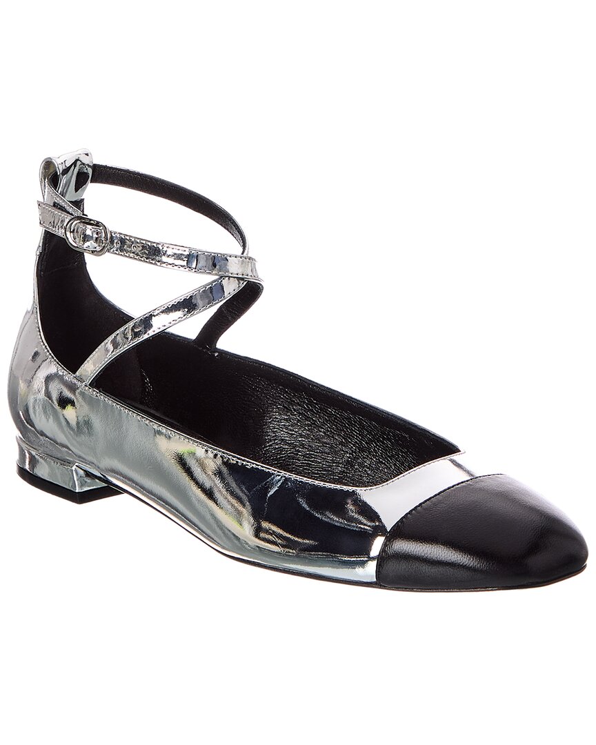 Stuart Weitzman | Womens | Eden Strap Leather Flat | Silver