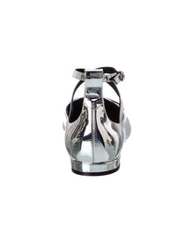 Stuart Weitzman | Womens | Eden Strap Leather Flat | Silver
