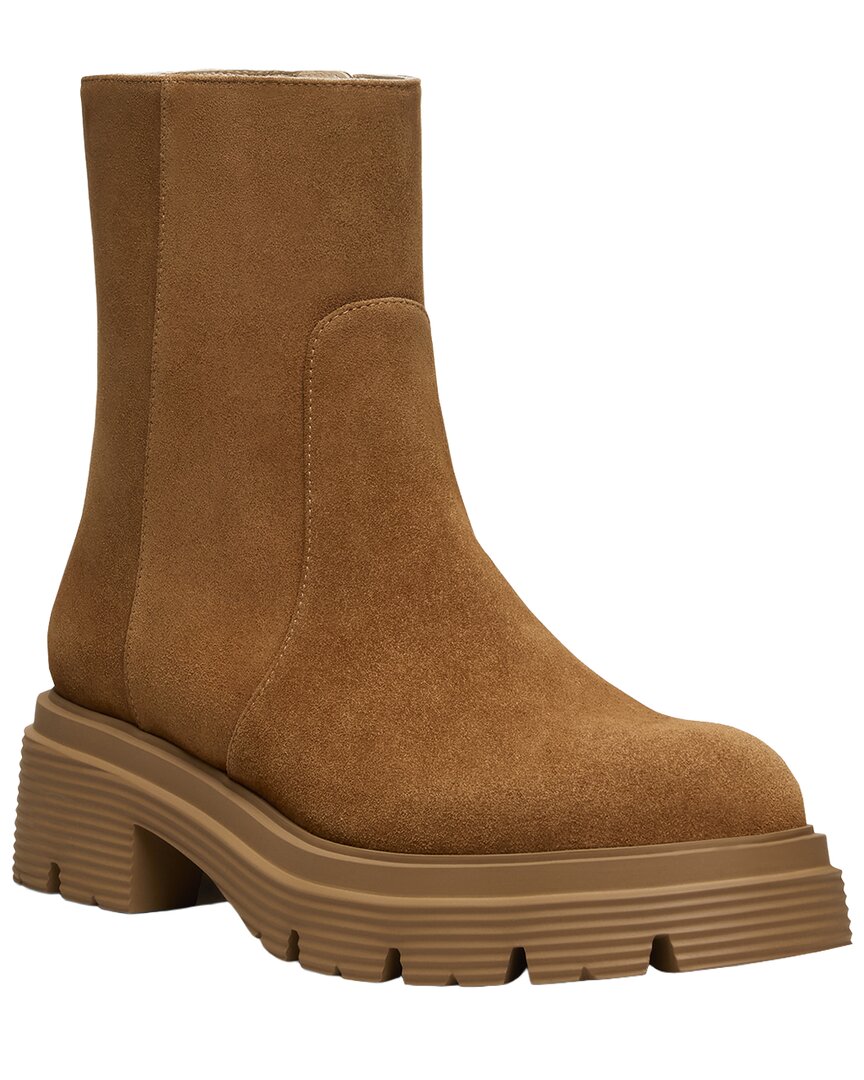 Stuart Weitzman | Womens | Hudson Lite Zip Suede Bootie | Brown