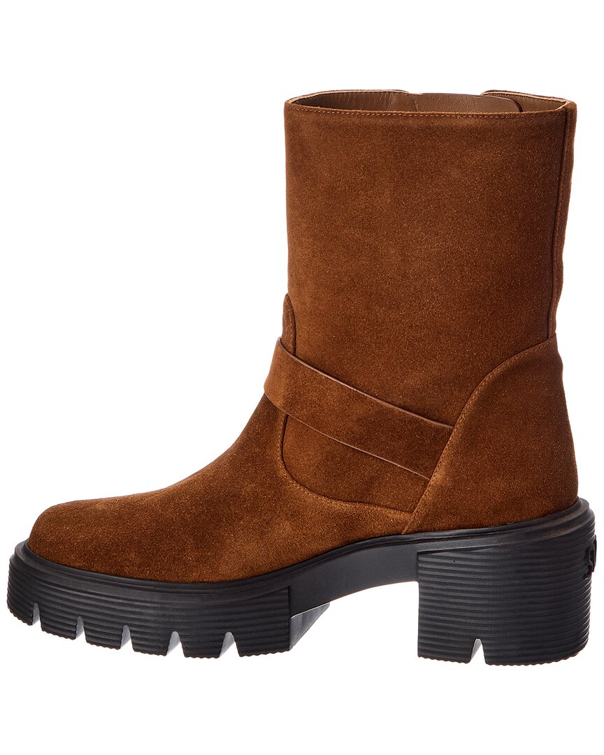 Stuart Weitzman | Womens | Soho Moto Suede Bootie | Coffee