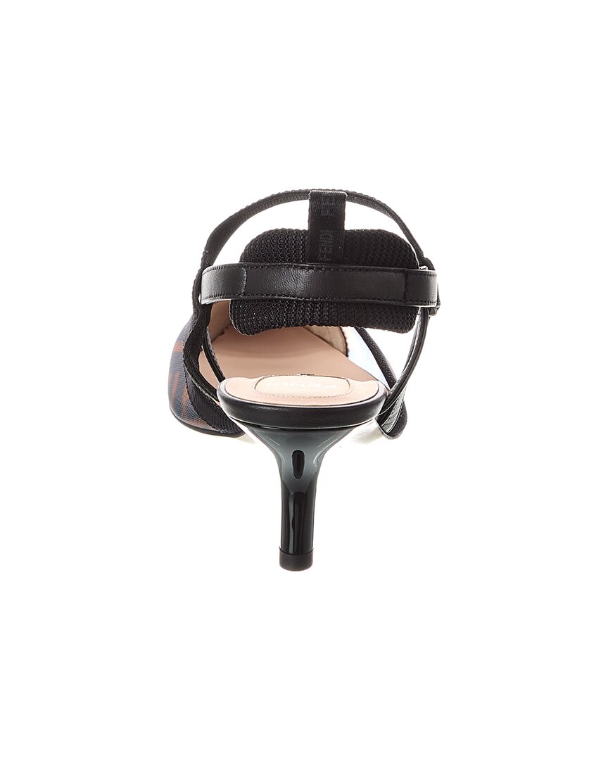 FENDI | Womens | Colibri Lite FF Mesh & Leather Slingback Pump | Brown