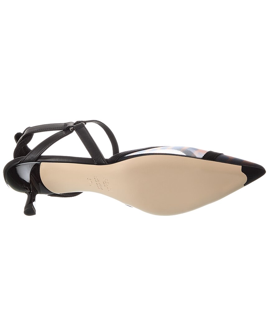 FENDI | Womens | Colibri Lite FF Mesh & Leather Slingback Pump | Brown