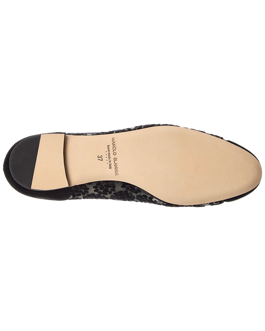 Manolo Blahnik | Womens | Capbal Mesh & Suede Flat | Black