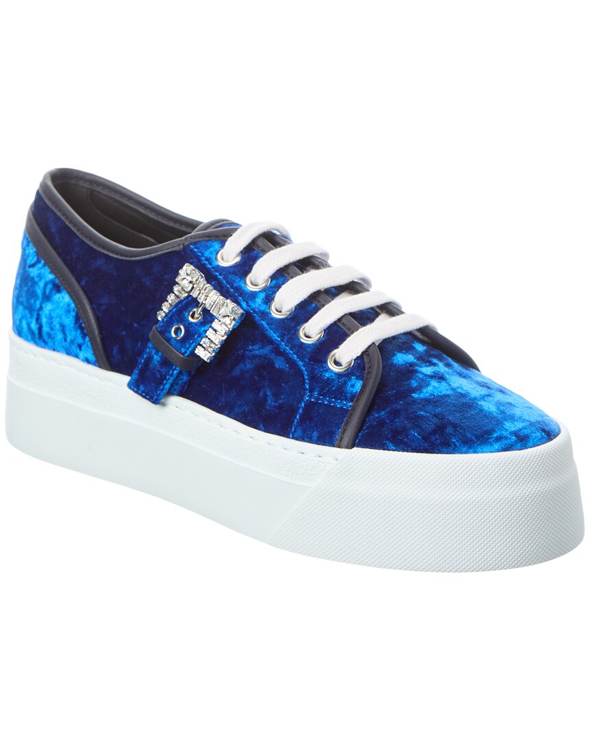 Sergio Rossi | Womens | Twenty Buckle Velvet Platform Sneaker | Blue